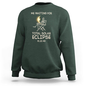 Me Waiting For Total Solar Eclipse 2045 Sweatshirt Funny Skeleton American Totality TS02 Dark Forest Green Printyourwear