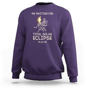 Me Waiting For Total Solar Eclipse 2045 Sweatshirt Funny Skeleton American Totality TS02 Purple Printyourwear