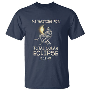Me Waiting For Total Solar Eclipse 2045 T Shirt Funny Skeleton American Totality TS02 Navy Printyourwear