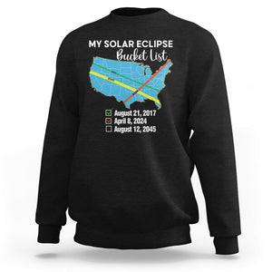 Total Solar Eclipse 2045 Sweatshirt My Totality Bucket List 2017 2024 2045 Tour Map TS02 Black Printyourwear