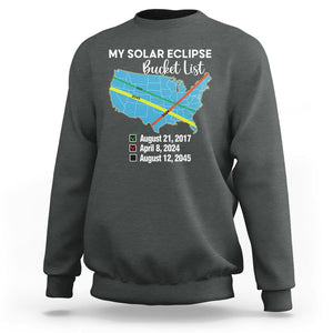 Total Solar Eclipse 2045 Sweatshirt My Totality Bucket List 2017 2024 2045 Tour Map TS02 Dark Heather Printyourwear