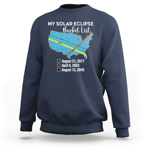 Total Solar Eclipse 2045 Sweatshirt My Totality Bucket List 2017 2024 2045 Tour Map TS02 Navy Printyourwear