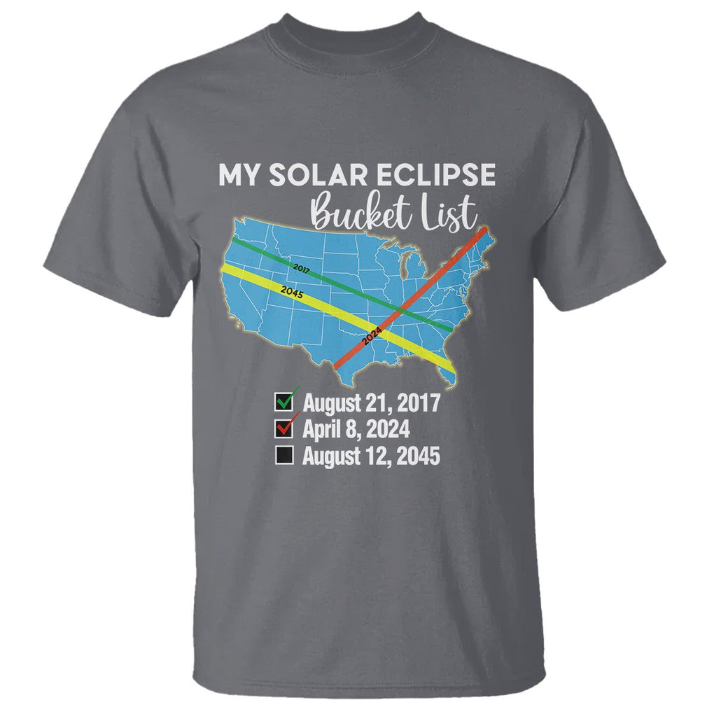 Total Solar Eclipse 2045 T Shirt My Totality Bucket List 2017 2024 2045 Tour Map TS02 Charcoal Printyourwear