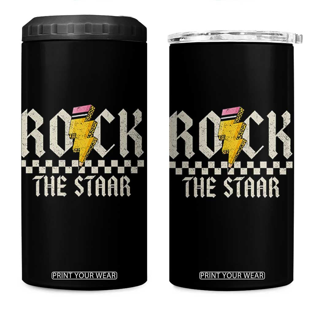 Rock The STAAR Day 4 in 1 Can Cooler Tumbler Texas Teacher Student Motivational Testing TS02 One Size: 16 oz Black Print Your Wear