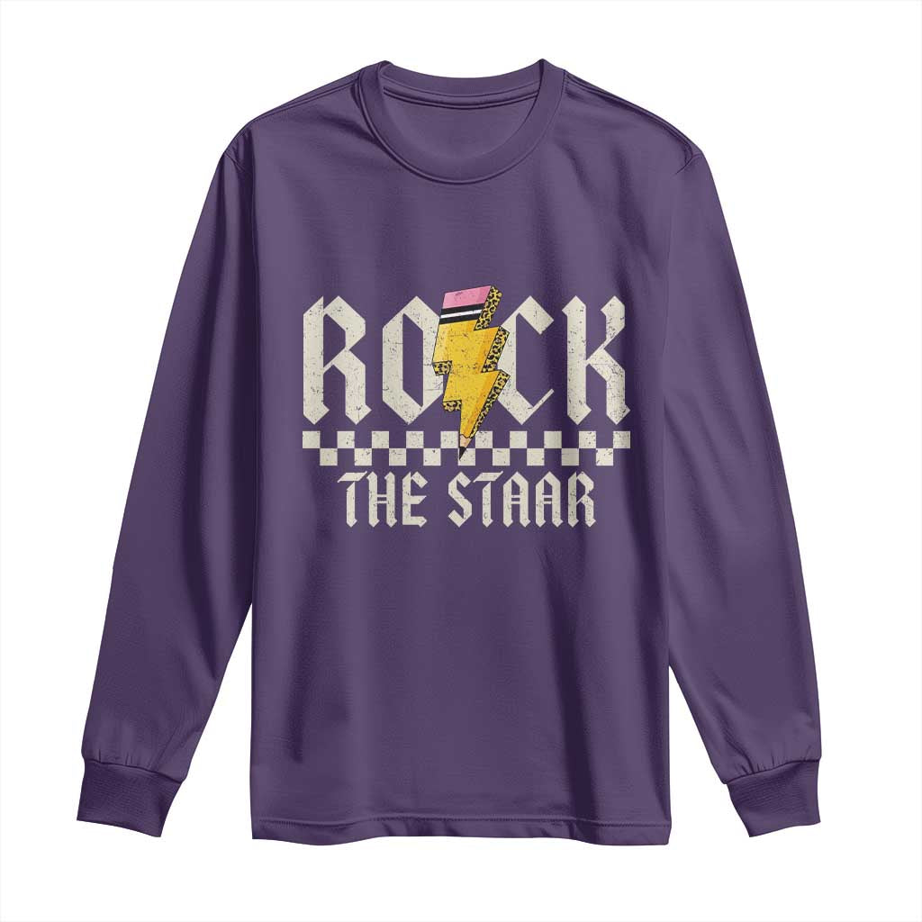 Rock The STAAR Day Long Sleeve Shirt Texas Teacher Student Motivational Testing TS02 Purple Print Your Wear