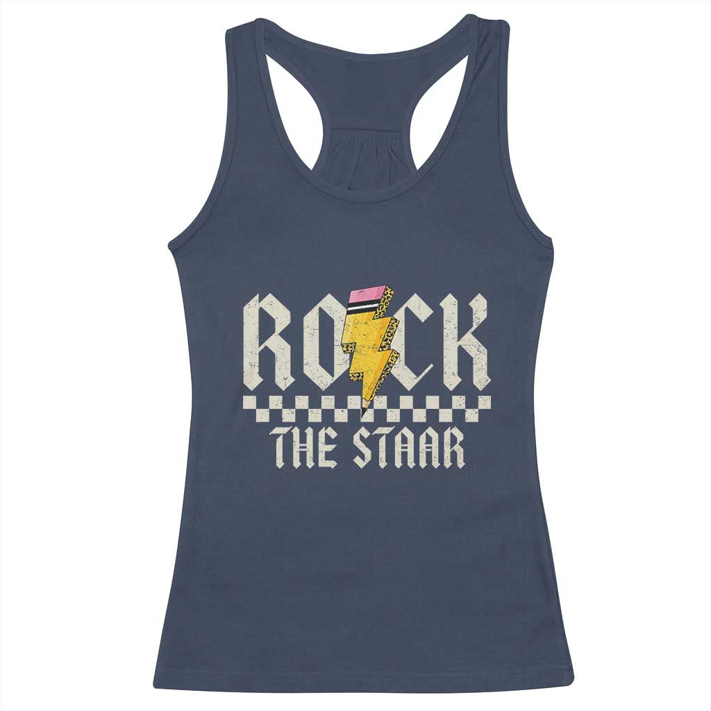 Rock The STAAR Day Racerback Tank Top Texas Teacher Student Motivational Testing TS02 Navy Print Your Wear