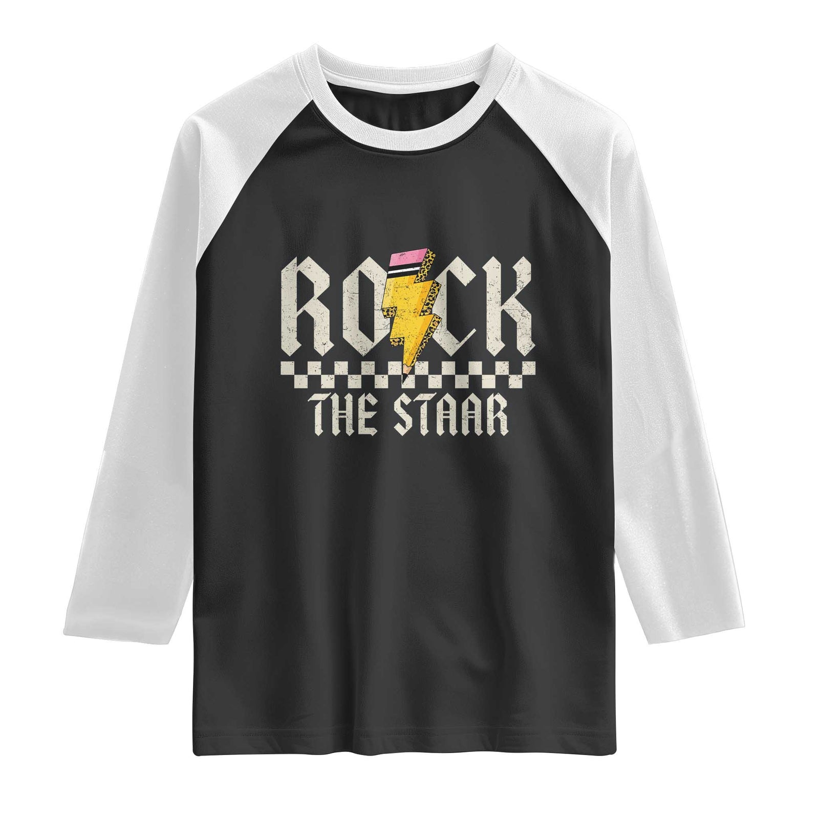 Rock The STAAR Day Raglan Shirt Texas Teacher Student Motivational Testing TS02 Black White Print Your Wear
