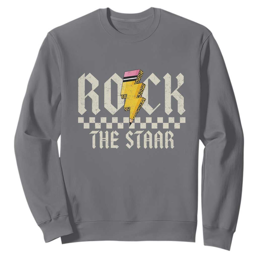 Rock The STAAR Day Sweatshirt Texas Teacher Student Motivational Testing TS02 Charcoal Print Your Wear