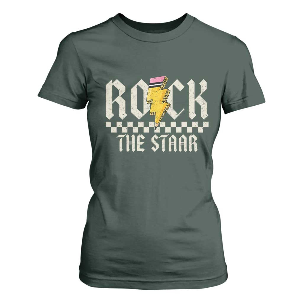 Rock The STAAR Day T Shirt For Women Texas Teacher Student Motivational Testing TS02 Dark Forest Green Print Your Wear