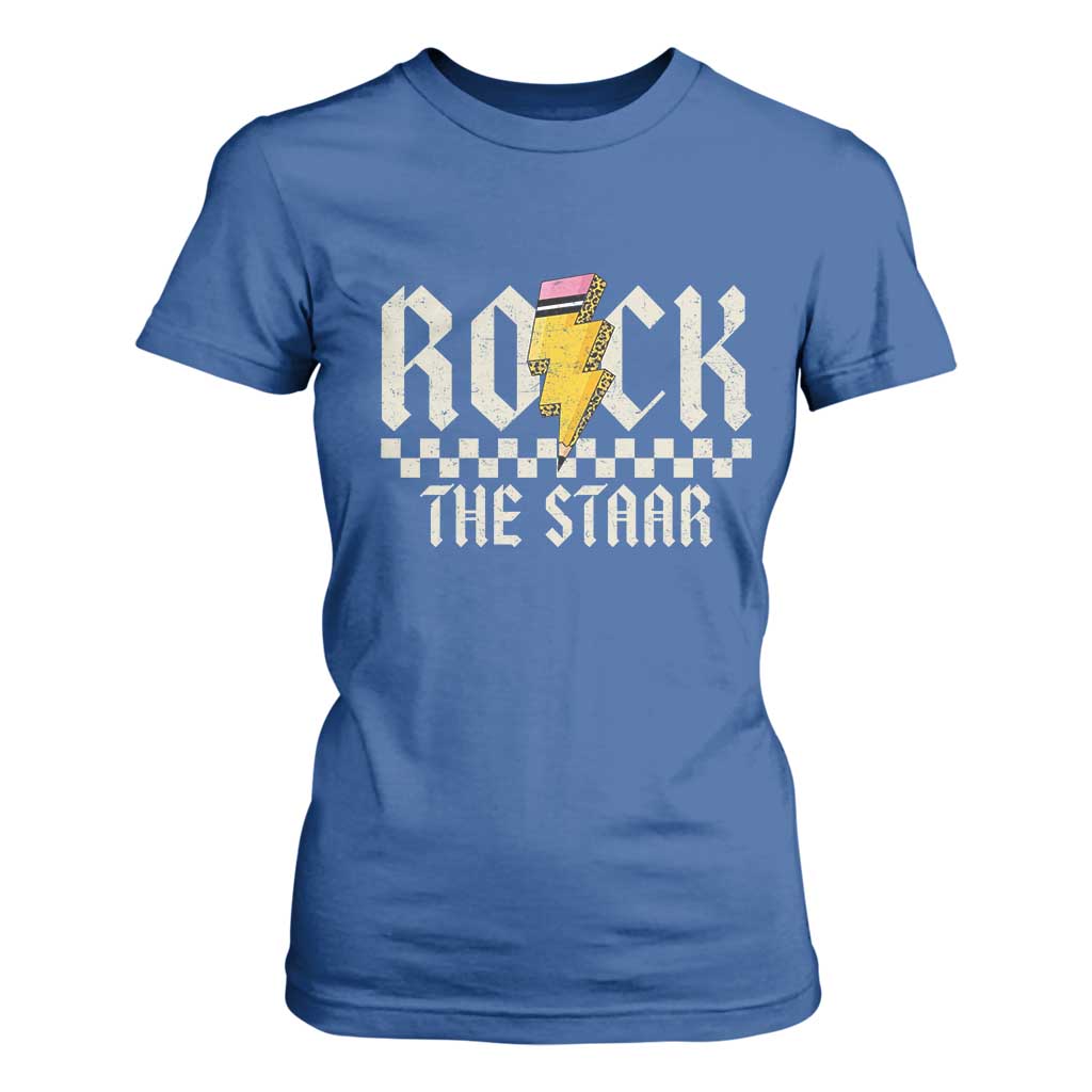 Rock The STAAR Day T Shirt For Women Texas Teacher Student Motivational Testing TS02 Royal Blue Print Your Wear