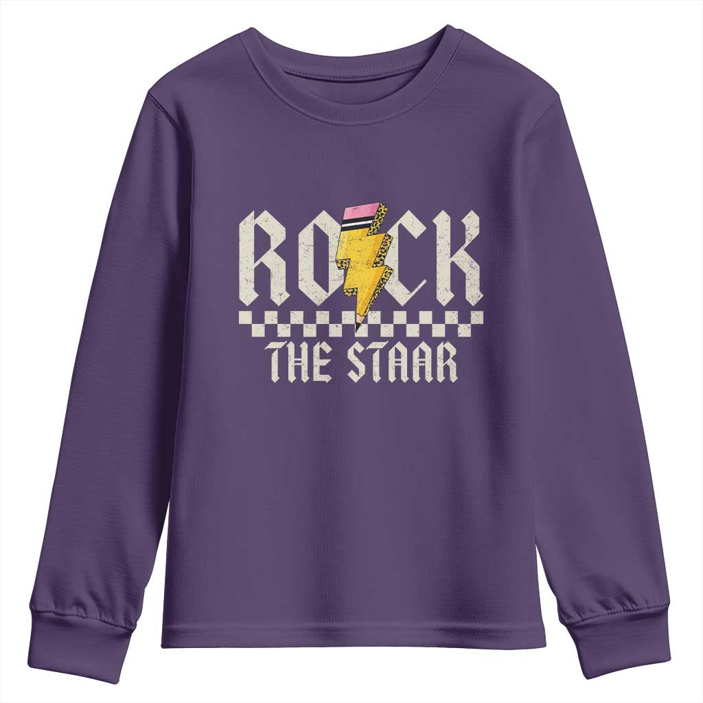 Rock The STAAR Day Youth Sweatshirt Texas Teacher Student Motivational Testing TS02 Purple Print Your Wear
