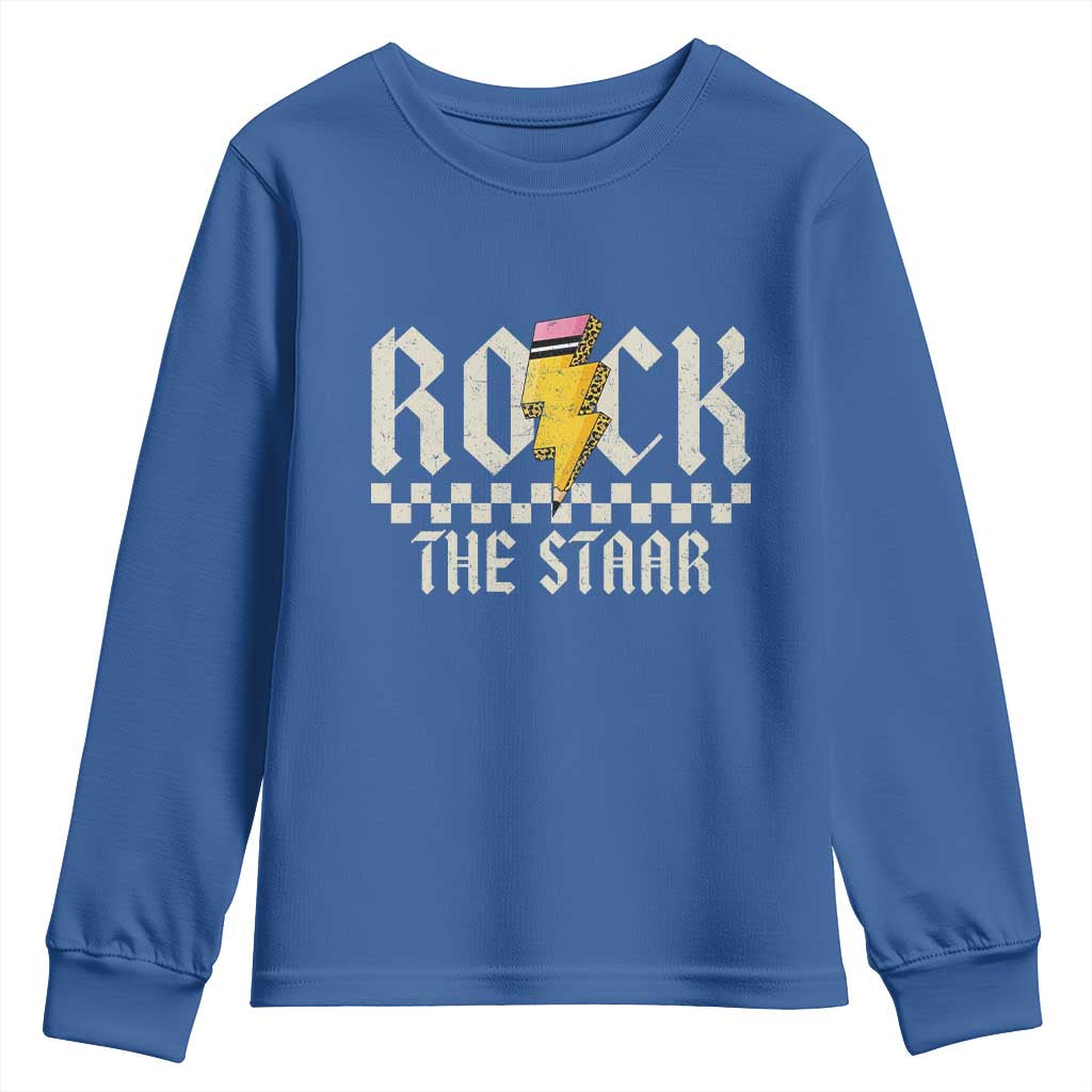 Rock The STAAR Day Youth Sweatshirt Texas Teacher Student Motivational Testing TS02 Royal Blue Print Your Wear