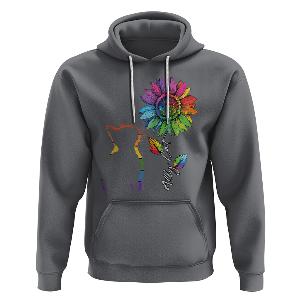 LGBT Ally Cat Hoodie Gay Pride Rainbow Sunflower TS02 Charcoal Printyourwear