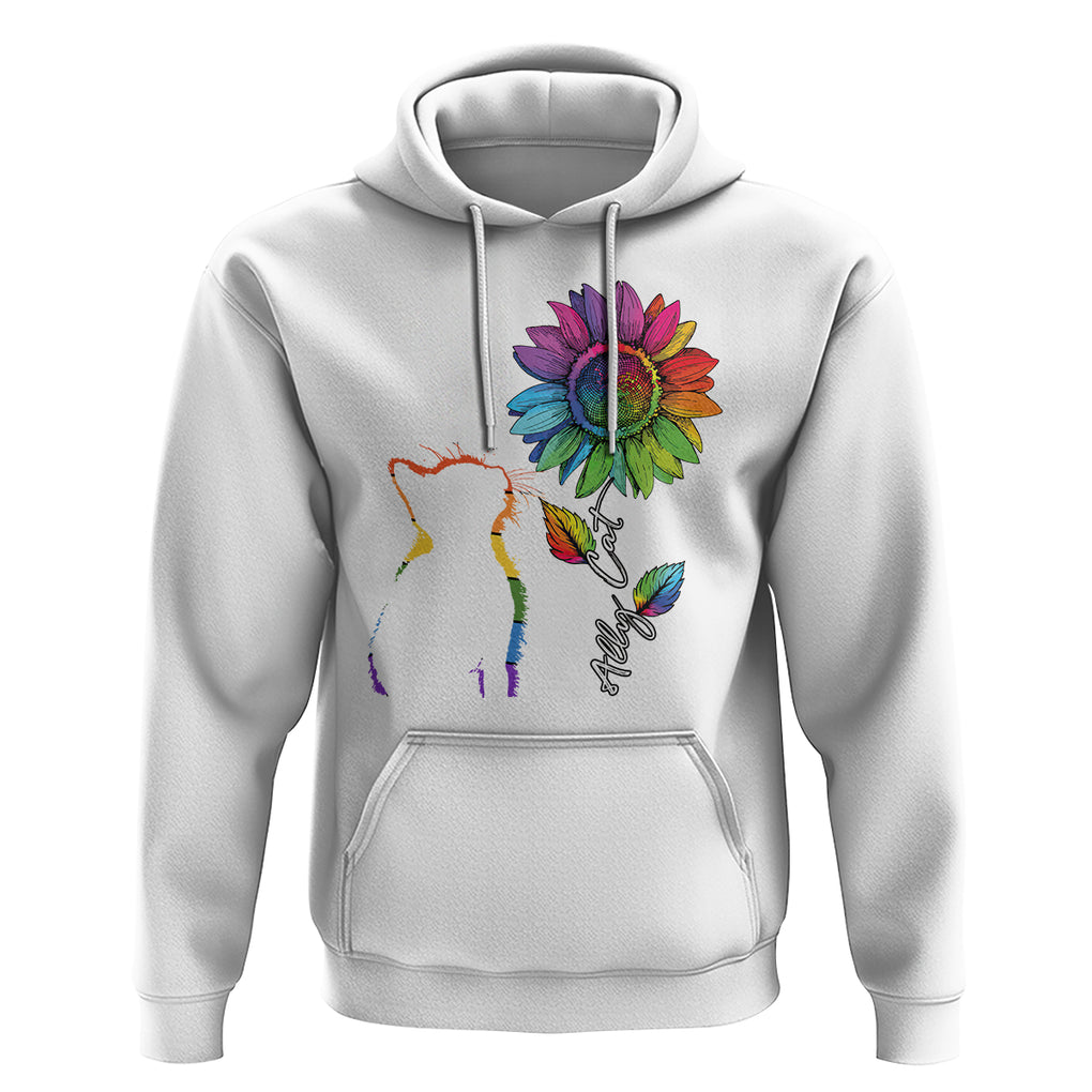 LGBT Ally Cat Hoodie Gay Pride Rainbow Sunflower TS02 White Printyourwear