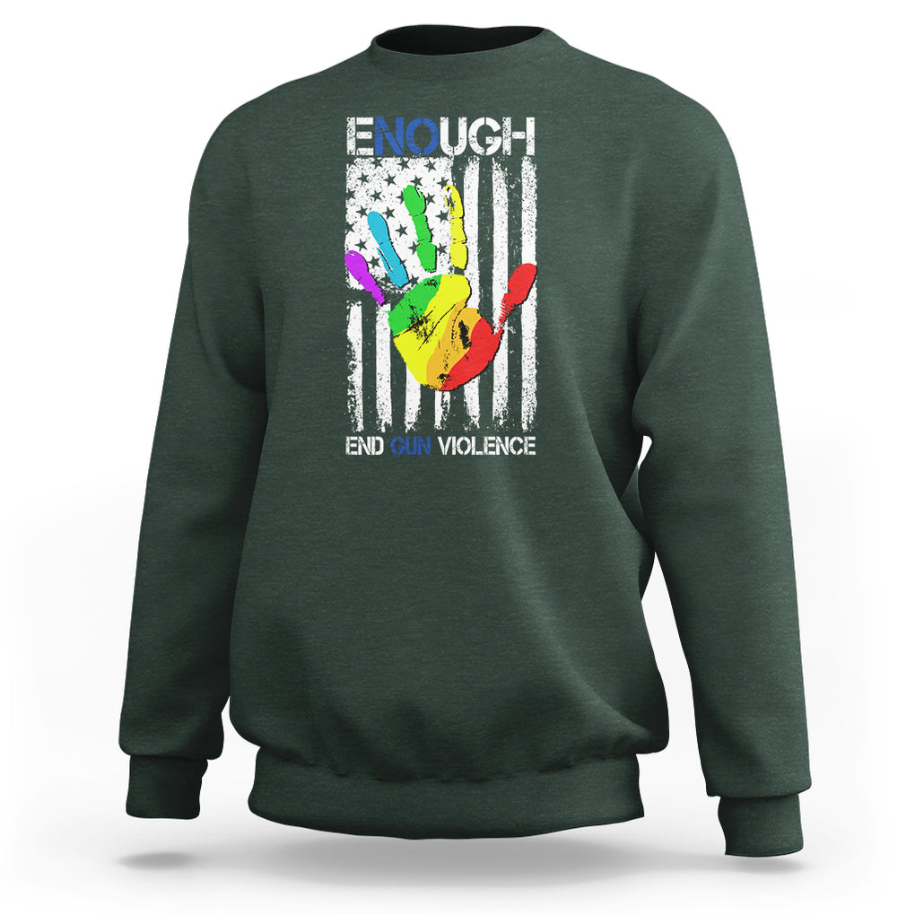 Gun Violence Awareness Sweatshirt Enough End Gun Violence Protect Our Children Orange Mom Dad TS02 Dark Forest Green Printyourwear