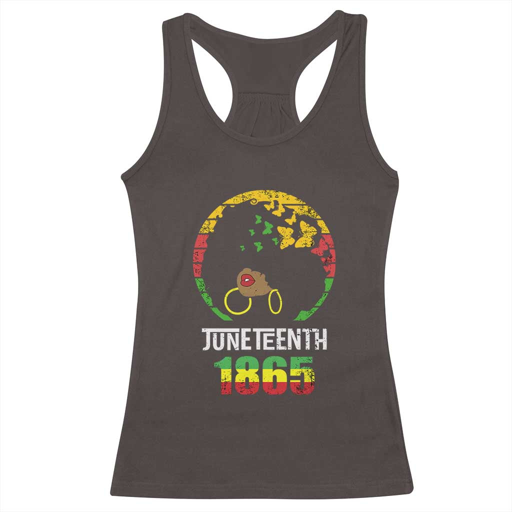 Juneteenth 1865 Racerback Tank Top Retro Black Woman Pride TS02 Dark Chocolate Print Your Wear