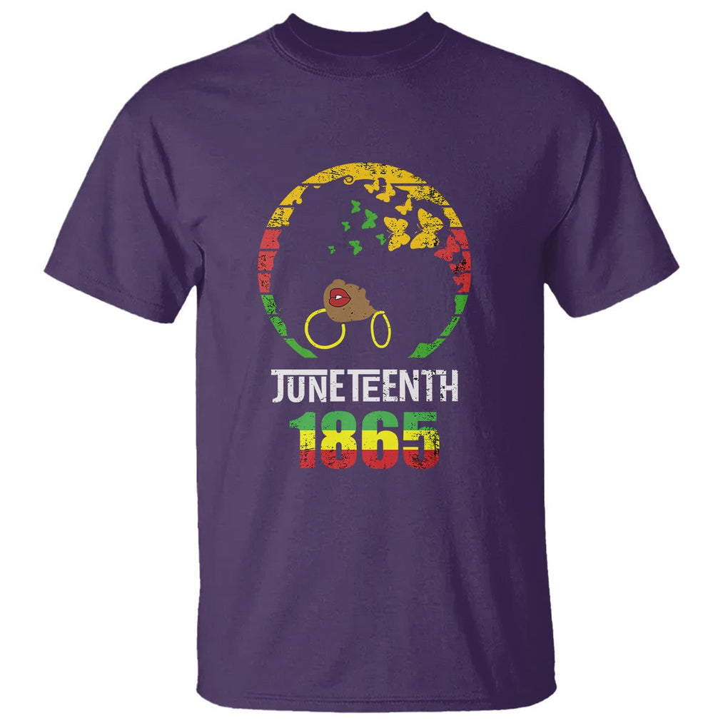 Juneteenth Is My Independence Day T Shirt Black Womens Black Pride TS02 Purple Print Your Wear