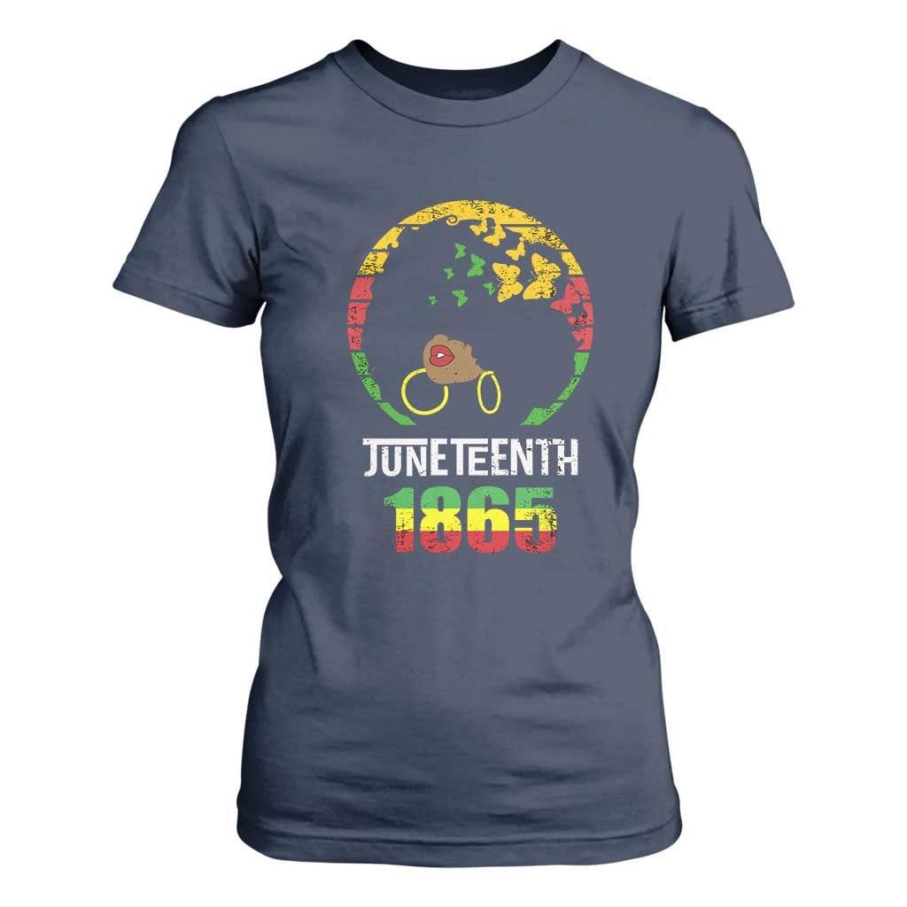Juneteenth 1865 T Shirt For Women Retro Black Woman Pride TS02 Navy Print Your Wear