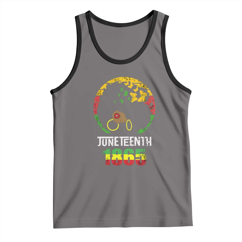 Juneteenth 1865 Tank Top Retro Black Woman Pride TS02 Deep Heather Black Print Your Wear