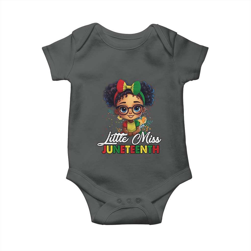 Little Miss Juneteenth Baby Onesie Since 1865 Black History TS02 Dark Heather Print Your Wear