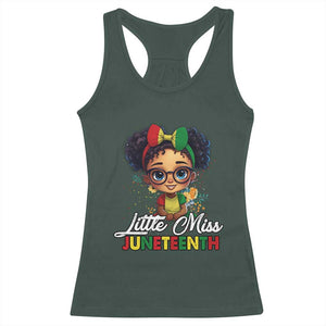 Little Miss Juneteenth Racerback Tank Top Since 1865 Black History TS02 Dark Forest Green Print Your Wear