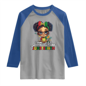 Little Miss Juneteenth Raglan Shirt Since 1865 Black History TS02 Sport Gray Royal Print Your Wear