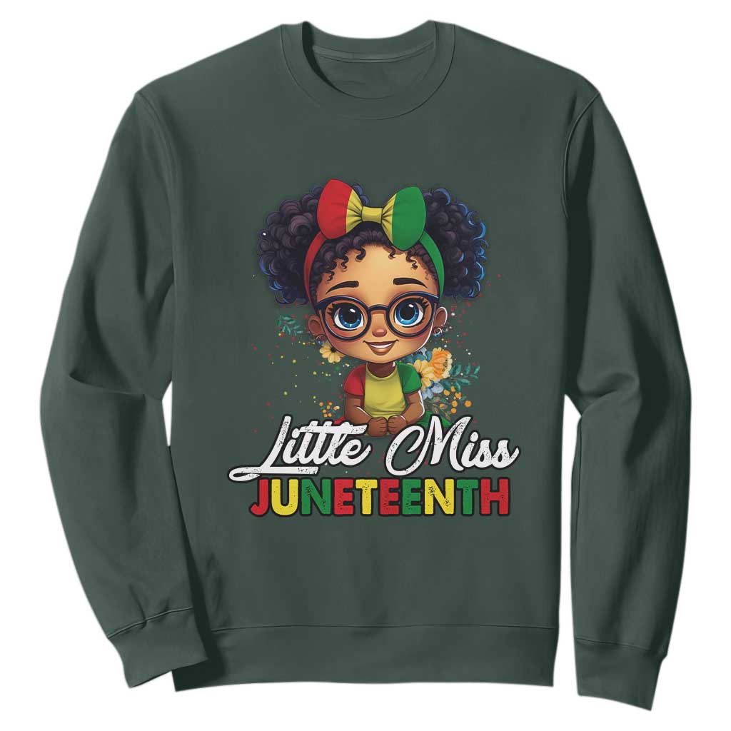 Juneteenth Sweatshirt Little Miss Girl Black History TS02 Dark Forest Green Print Your Wear