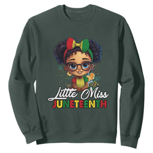 Juneteenth Sweatshirt Little Miss Girl Black History TS02 Dark Forest Green Print Your Wear