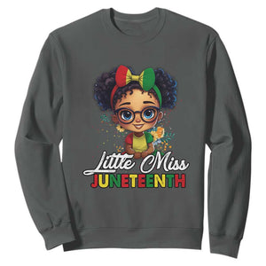Juneteenth Sweatshirt Little Miss Girl Black History TS02 Dark Heather Print Your Wear