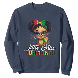 Juneteenth Sweatshirt Little Miss Girl Black History TS02 Navy Print Your Wear