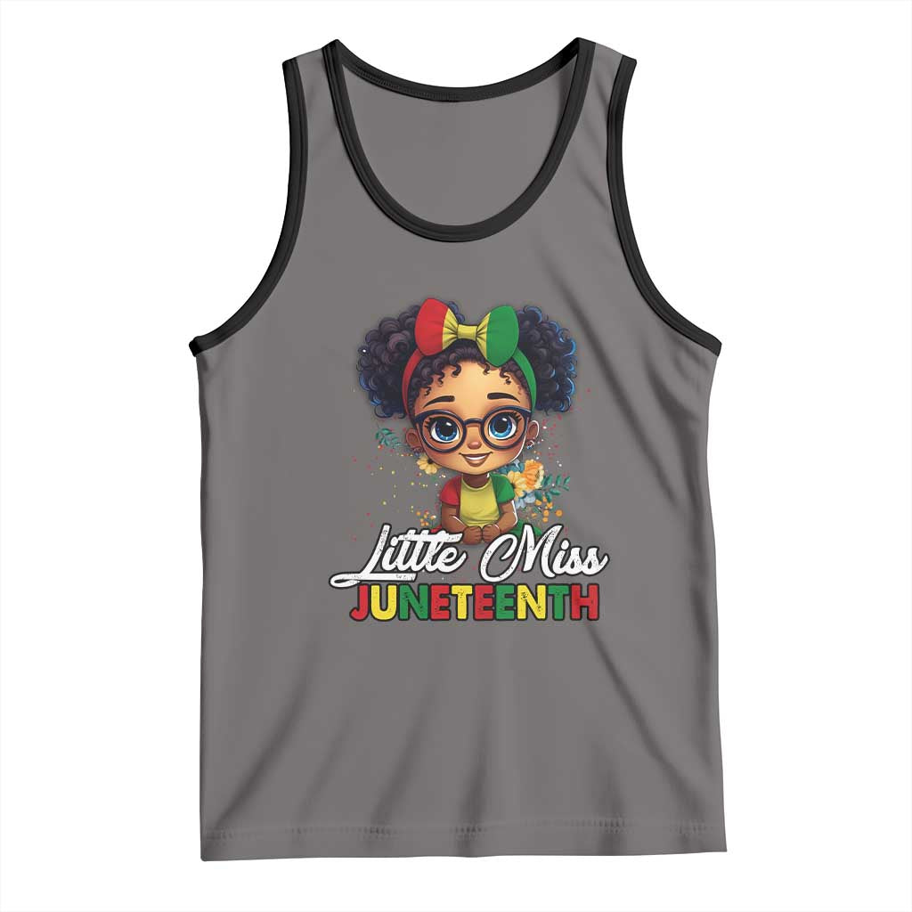 Little Miss Juneteenth Tank Top Since 1865 Black History TS02 Deep Heather Black Print Your Wear