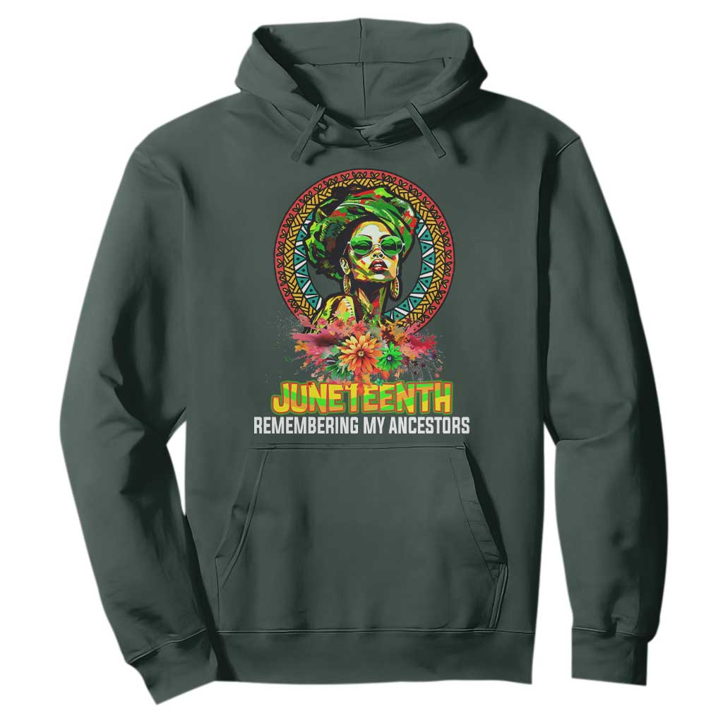 Juneteenth Hoodie Remembering Ancestors African American Womens TS02 Dark Forest Green Print Your Wear