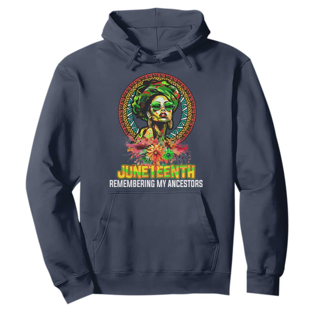 Juneteenth Hoodie Remembering Ancestors African American Womens TS02 Navy Print Your Wear