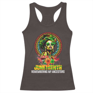 Juneteenth 1865 Racerback Tank Top Remembering Ancestors African American Woman TS02 Dark Chocolate Print Your Wear
