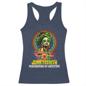 Juneteenth 1865 Racerback Tank Top Remembering Ancestors African American Woman TS02 Navy Print Your Wear