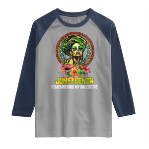 Juneteenth 1865 Raglan Shirt Remembering Ancestors African American Woman TS02 Sport Gray Navy Print Your Wear