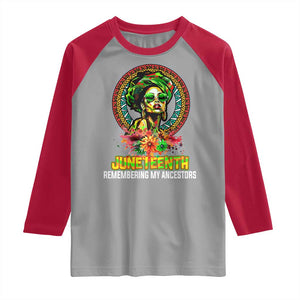 Juneteenth 1865 Raglan Shirt Remembering Ancestors African American Woman TS02 Sport Gray Red Print Your Wear