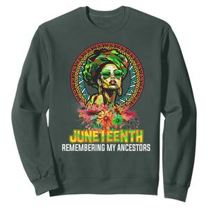 Juneteenth Sweatshirt Remembering Ancestors African American Womens TS02 Dark Forest Green Print Your Wear