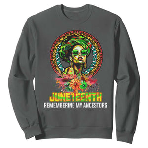 Juneteenth Sweatshirt Remembering Ancestors African American Womens TS02 Dark Heather Print Your Wear