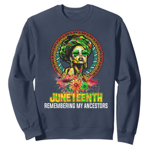 Juneteenth Sweatshirt Remembering Ancestors African American Womens TS02 Navy Print Your Wear