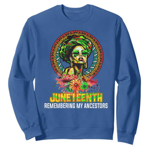 Juneteenth Sweatshirt Remembering Ancestors African American Womens TS02 Royal Blue Print Your Wear