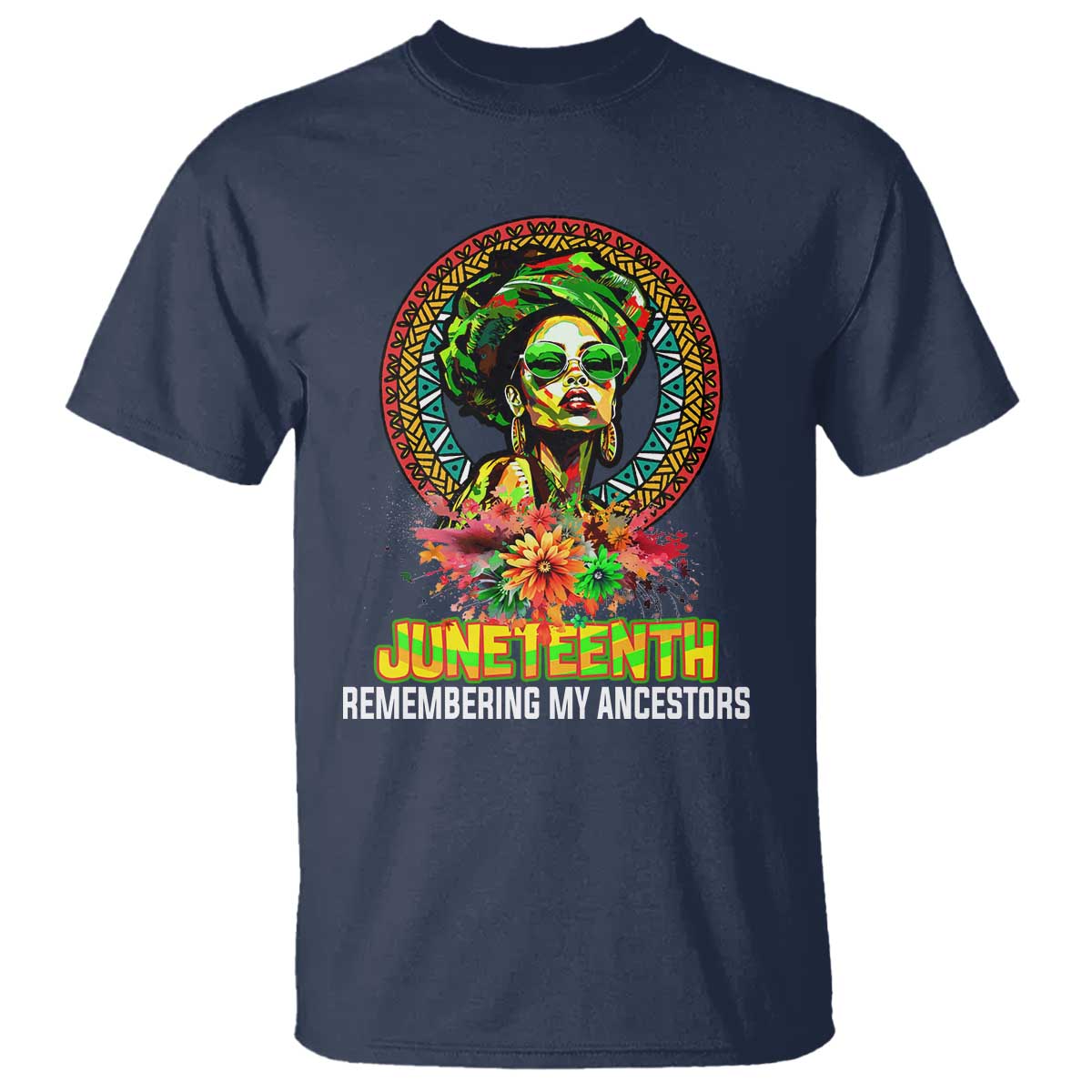 Juneteenth 1865 T Shirt Remembering Ancestors African American Woman TS02 Navy Print Your Wear