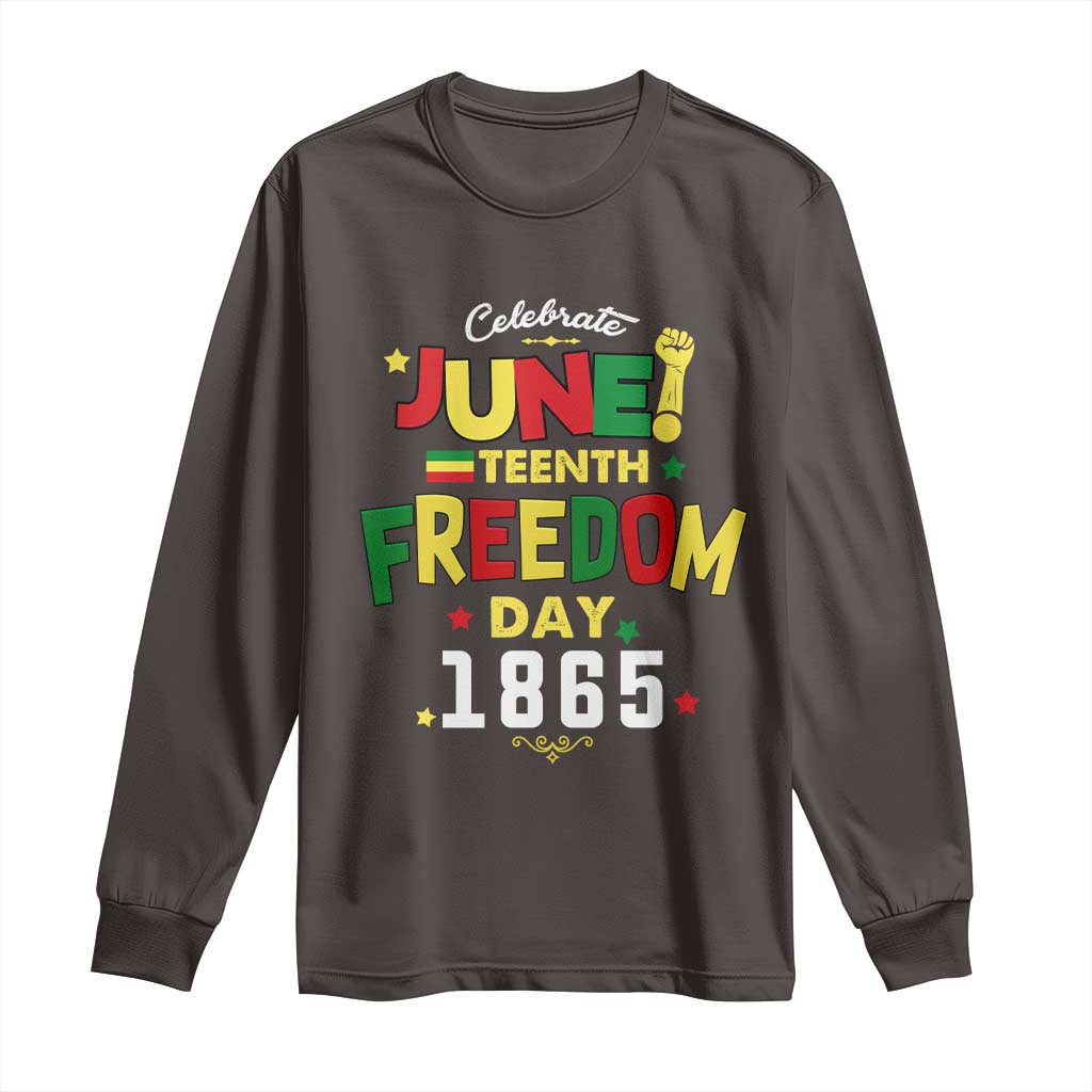 Celebrate Juneteenth 1865 Long Sleeve Shirt Freedom Day Black History Independence TS02 Dark Chocolate Print Your Wear