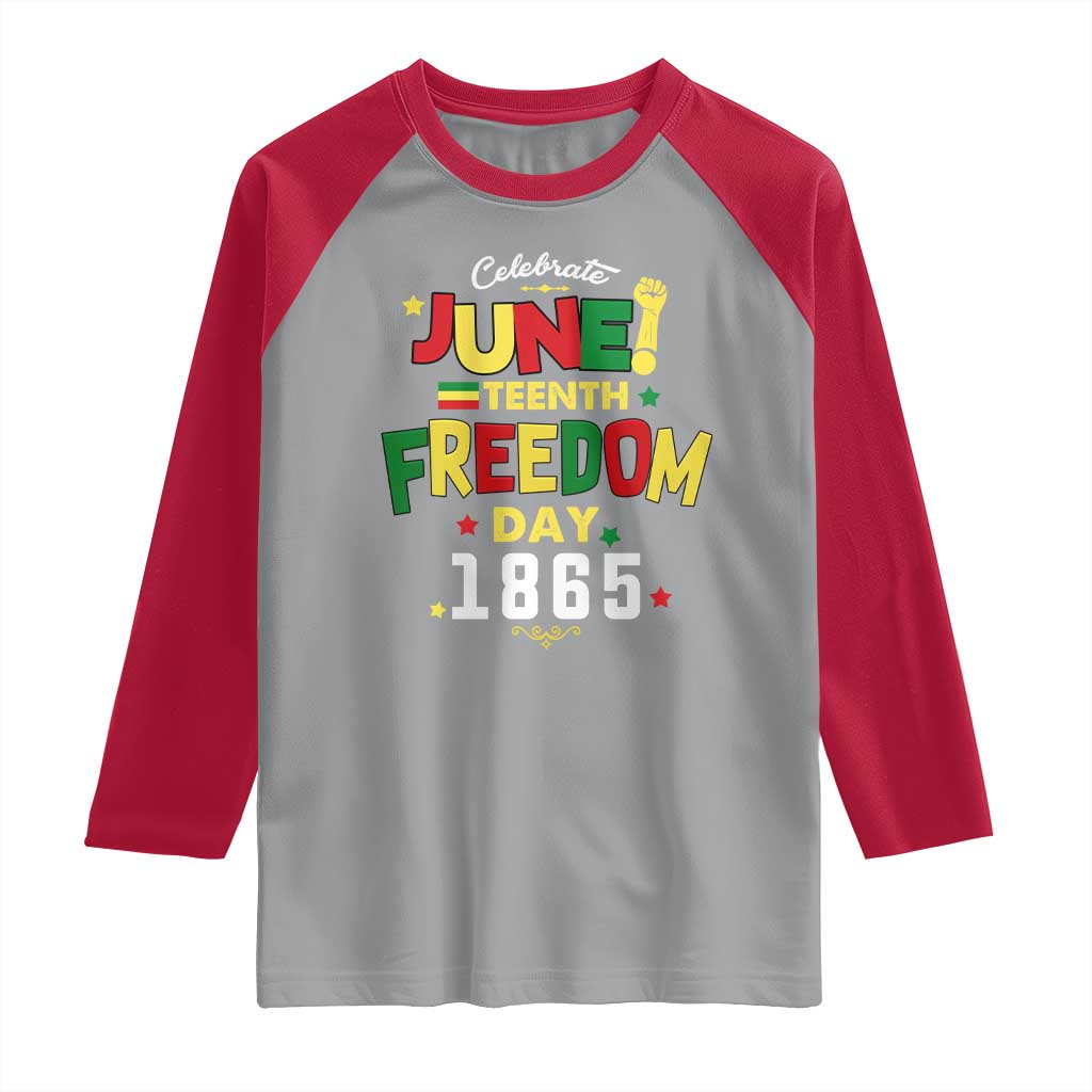 Celebrate Juneteenth 1865 Raglan Shirt Freedom Day Black History Independence TS02 Sport Gray Red Print Your Wear