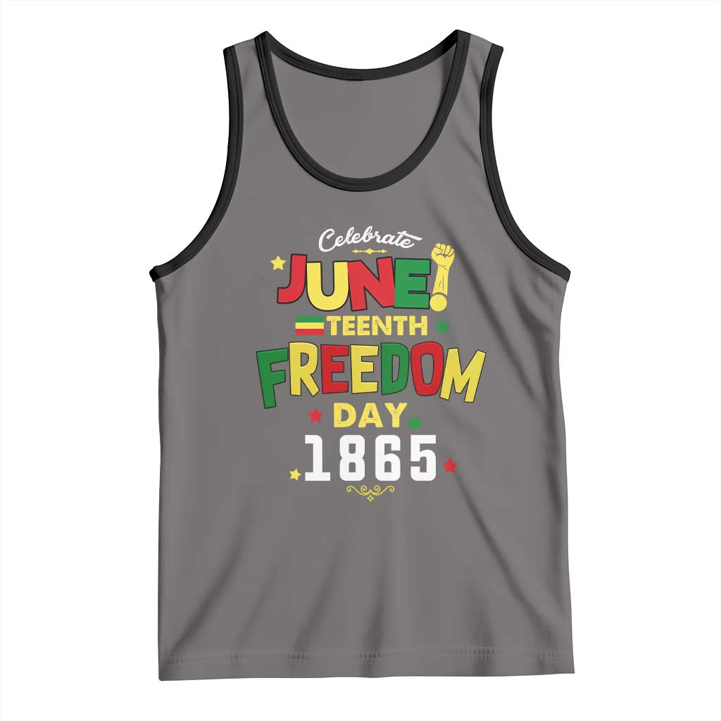 Celebrate Juneteenth 1865 Tank Top Freedom Day Black History Independence TS02 Deep Heather Black Print Your Wear