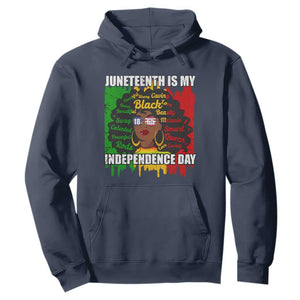 Juneteenth Is My Independence Day Hoodie Black Women Black Pride TS02 Navy Print Your Wear
