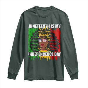 Juneteenth Is My Independence Day Long Sleeve Shirt Since 1865 African American Woman TS02 Dark Forest Green Print Your Wear
