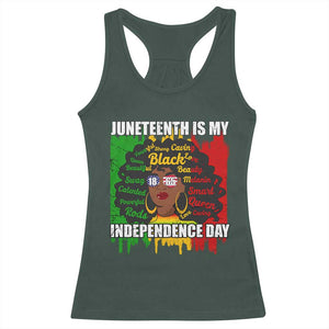 Juneteenth Is My Independence Day Racerback Tank Top Since 1865 African American Woman TS02 Dark Forest Green Print Your Wear