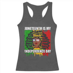 Juneteenth Is My Independence Day Racerback Tank Top Since 1865 African American Woman TS02 Dark Heather Print Your Wear