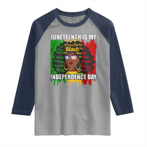 Juneteenth Is My Independence Day Raglan Shirt Since 1865 African American Woman TS02 Sport Gray Navy Print Your Wear